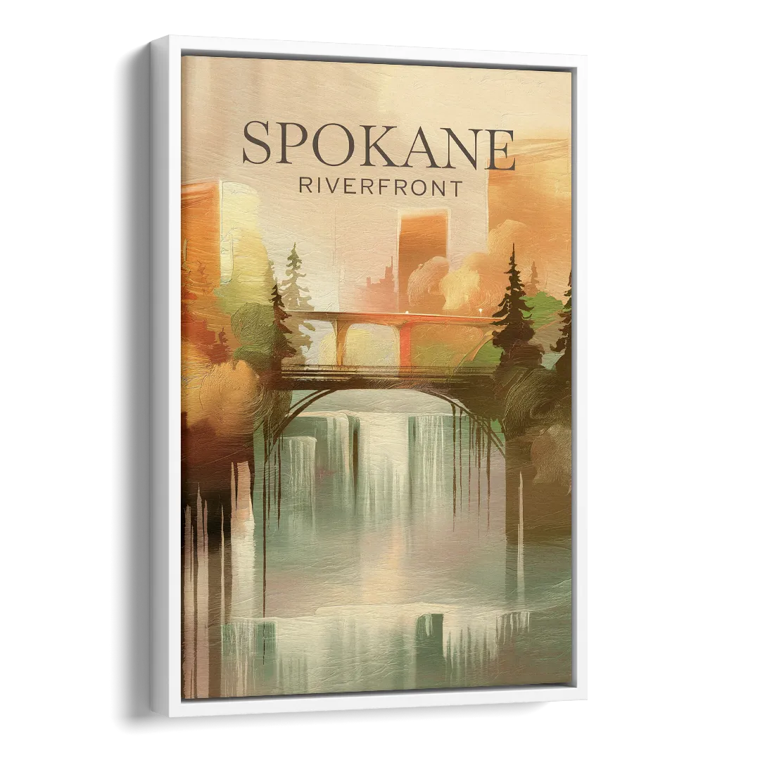 Spokane Riverfront Views Side - White Canvas Wall Art