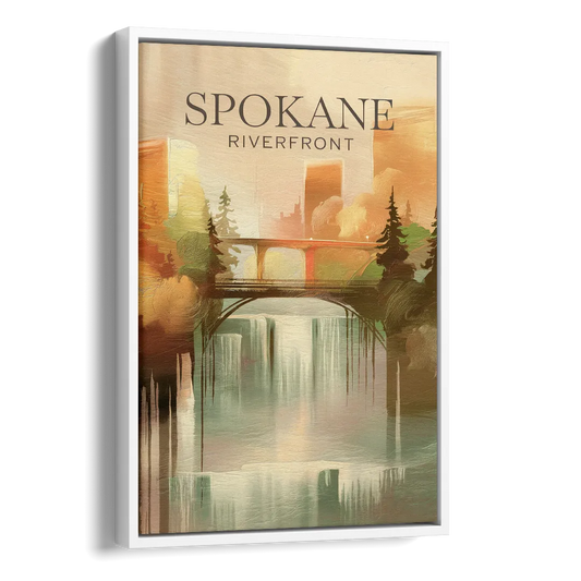 Spokane Riverfront Views Side - White Canvas Wall Art