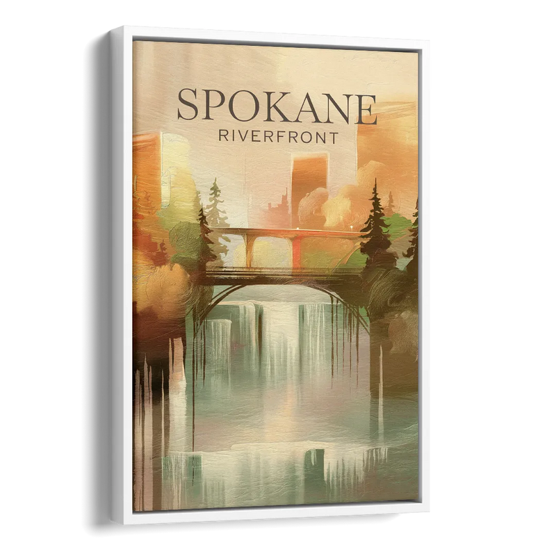 Spokane Riverfront Views Side - White Canvas Wall Art