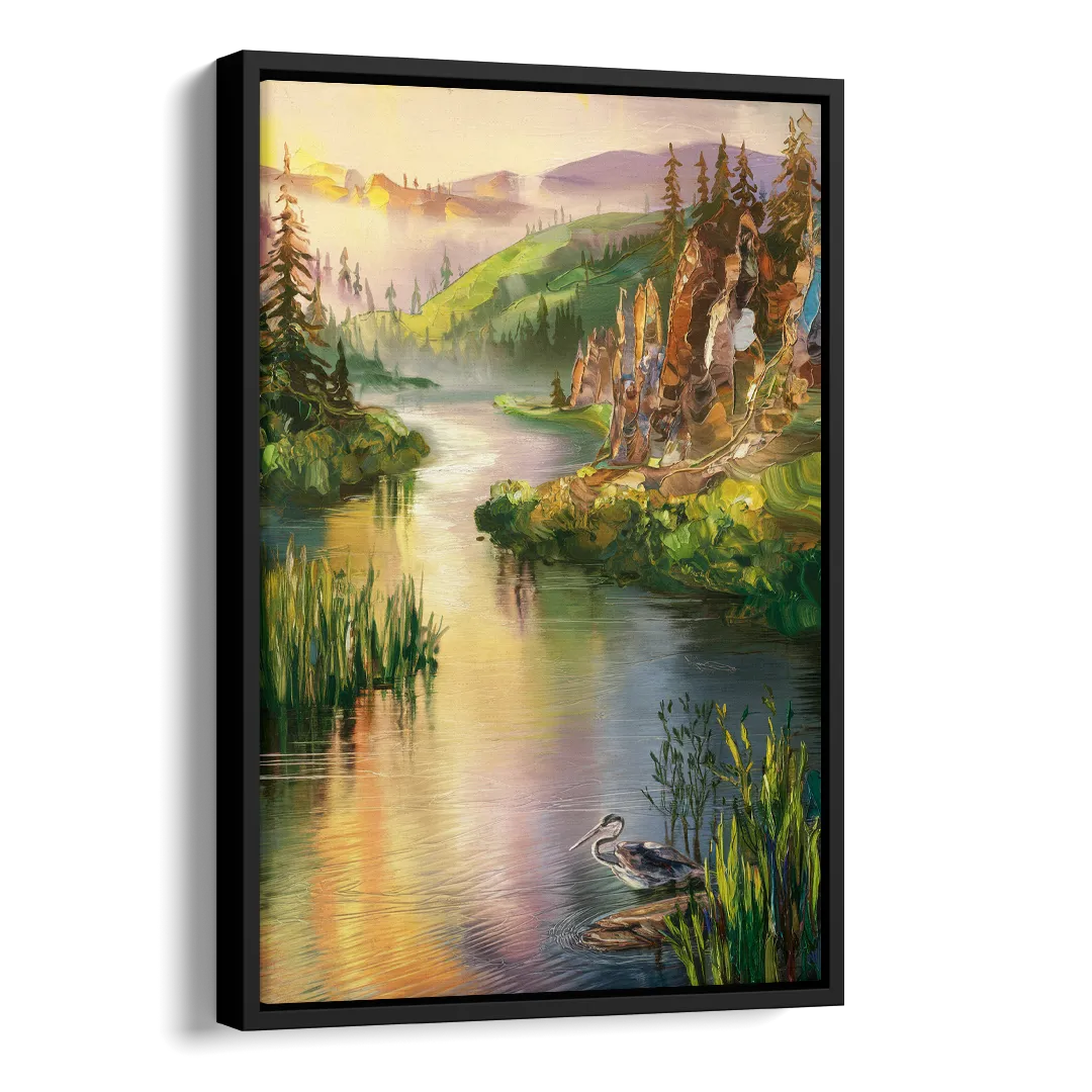 Spokane Scenic River Side - Black Canvas Wall Art