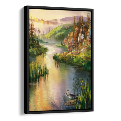 Spokane Scenic River Side - Black Canvas Wall Art