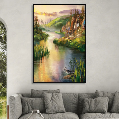 Spokane Scenic River Living Room - Black Canvas Wall Art