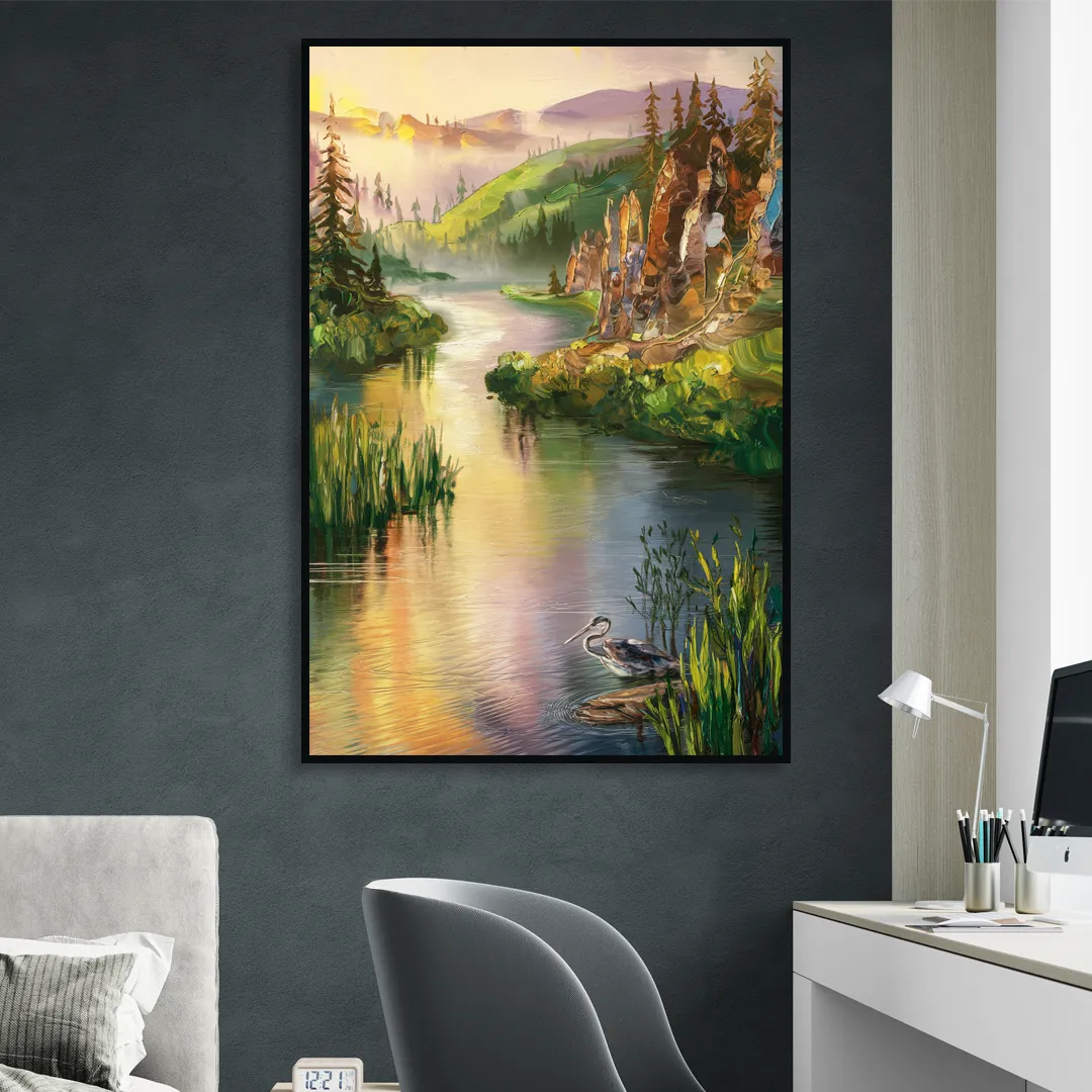Spokane Scenic River Sitting Room - Black Canvas Wall Art