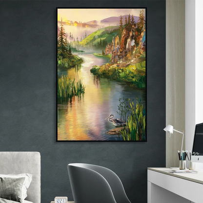 Spokane Scenic River Sitting Room - Black Canvas Wall Art