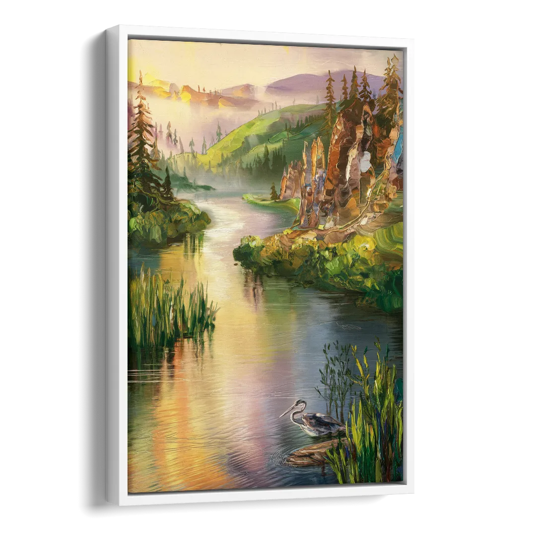 Spokane Scenic River Side - White Canvas Wall Art