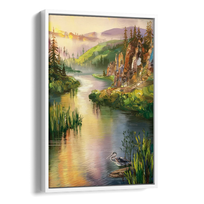 Spokane Scenic River Side - White Canvas Wall Art