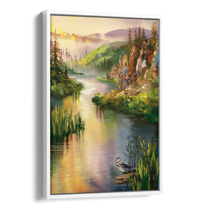 Spokane Scenic River Side - White Canvas Wall Art