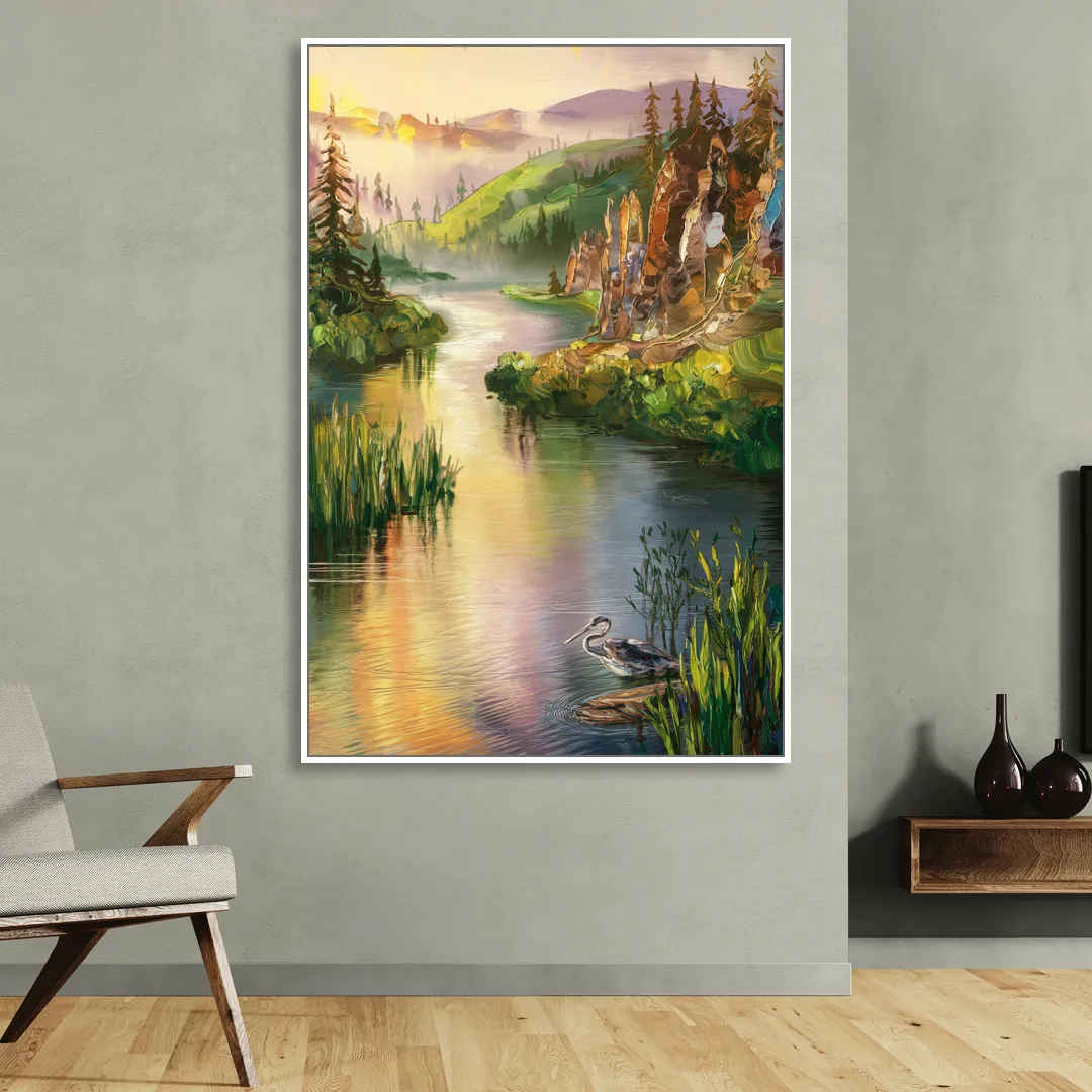 Spokane Scenic River Sitting Room - White Canvas Wall Art