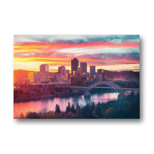 Spokane Skyline Sunset - Canvas Wall Art - Front