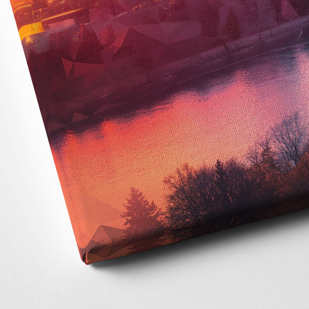 Spokane Skyline Sunset Canvas Close Up