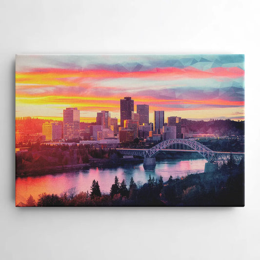 Spokane Skyline Sunset - Canvas Wall Art