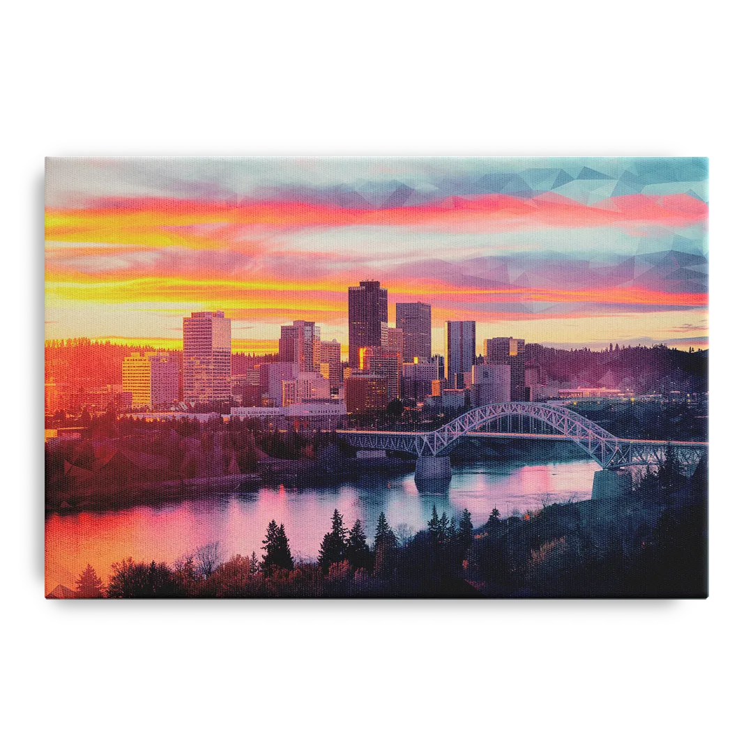 Spokane Skyline Sunset Front - Canvas Wall Art