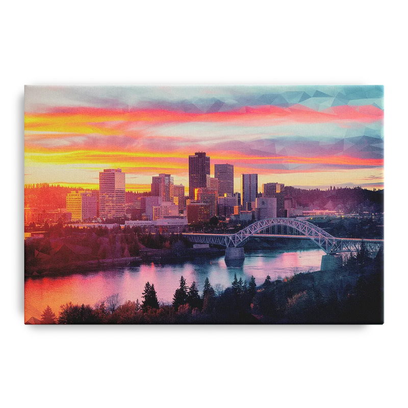 Spokane Skyline Sunset Front - Canvas Wall Art