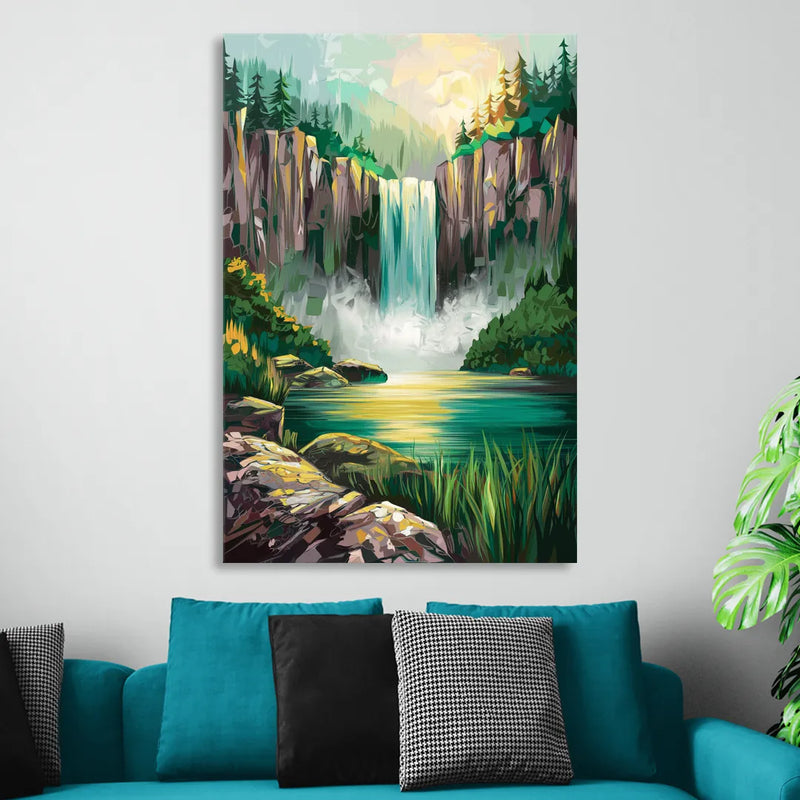Spokane Waterfalls Scene Sitting Room - Canvas Wall Art
