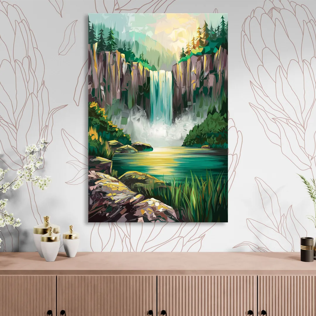 Spokane Waterfalls Scene Living Room - Canvas Wall Art