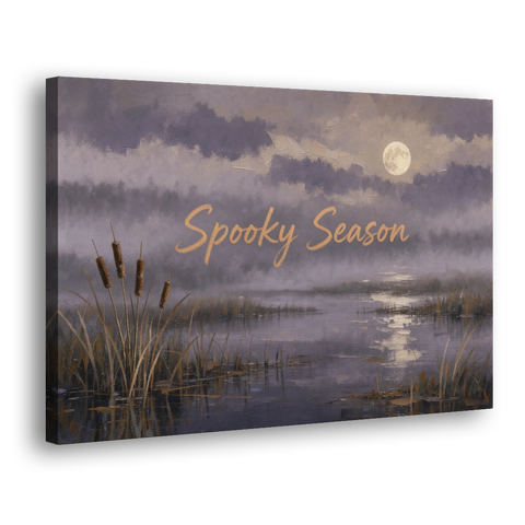 Spooky Halloween Canvas of a Moonlit Marsh - Canvas Wall Art - Side