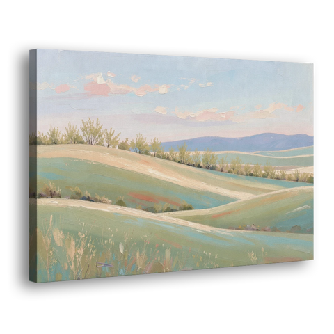 Spring Hills Under a Blush Morning for the Guest Bedroom - Canvas Wall Art