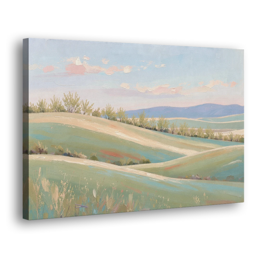 Spring Hills Under a Blush Morning for the Guest Bedroom - Canvas Wall Art - Side