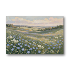 Spring Wall Art of Blue Blooms After Rain - Canvas Wall Art - Front