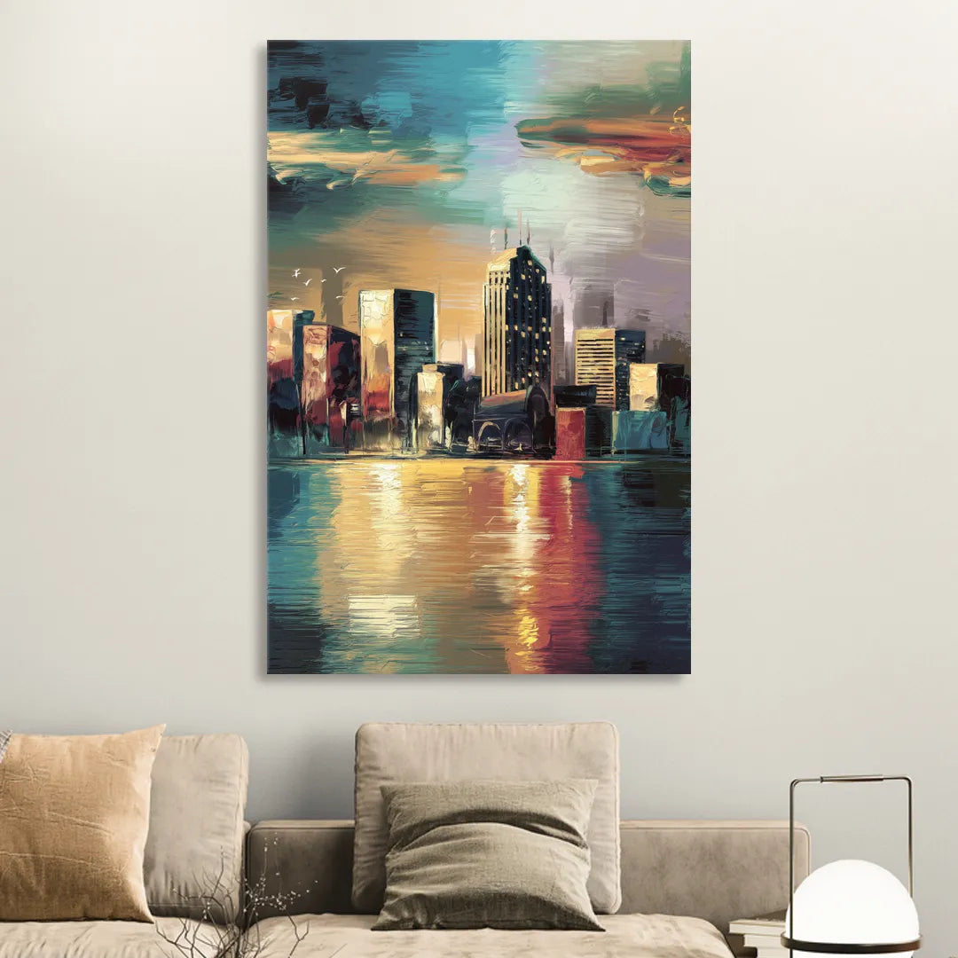 Springfield City Skyline Sitting Room - Canvas Wall Art