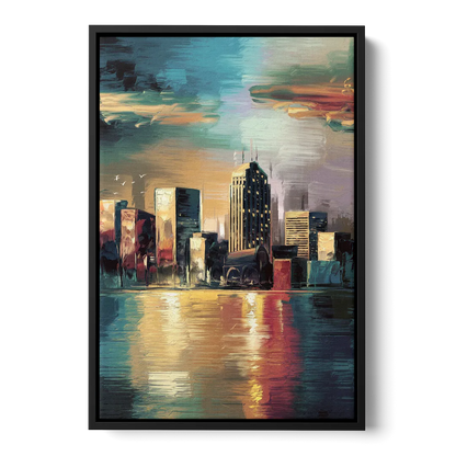 Springfield City Skyline Front - Black Canvas Wall Art