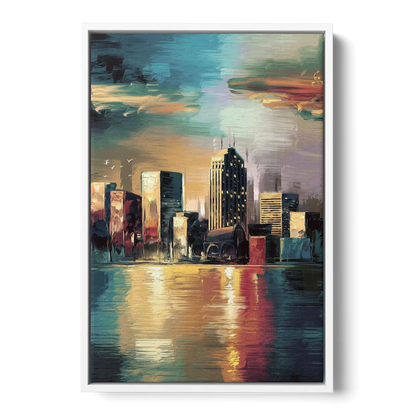 Springfield City Skyline Front - White Canvas Wall Art