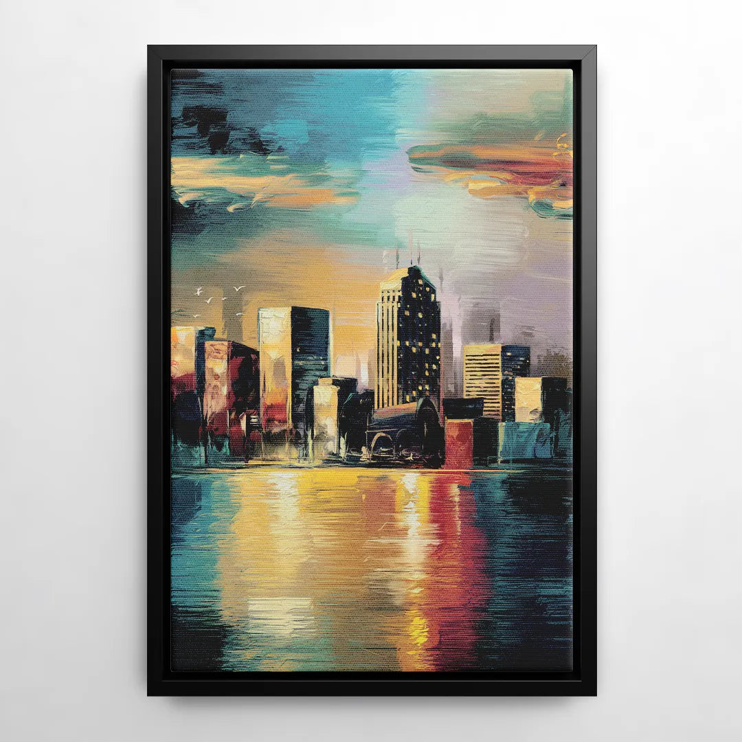 Springfield City Skyline - Black Frame Canvas
