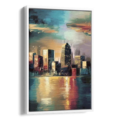 Springfield City Skyline Side - White Canvas Wall Art