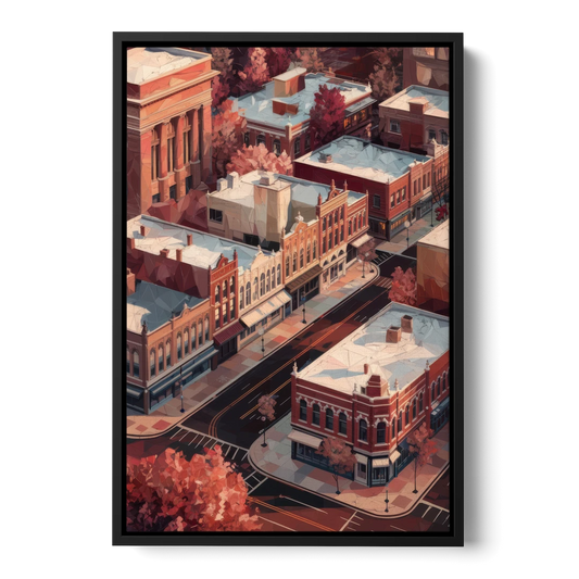 Springfield Historic Downtown - Black Framed Canvas Wall Art - Front