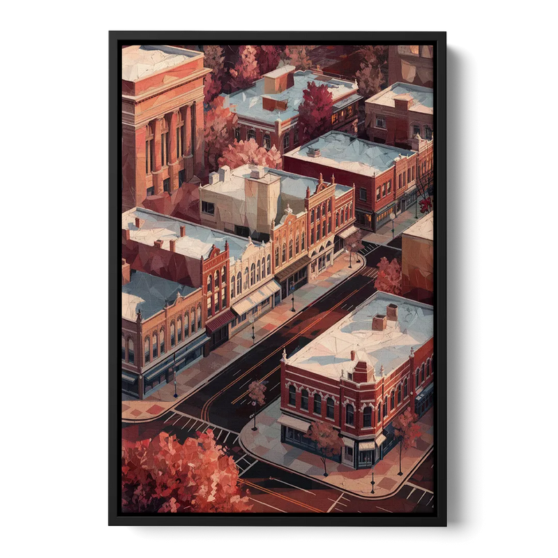 Springfield Historic Downtown Front - Black Canvas Wall Art