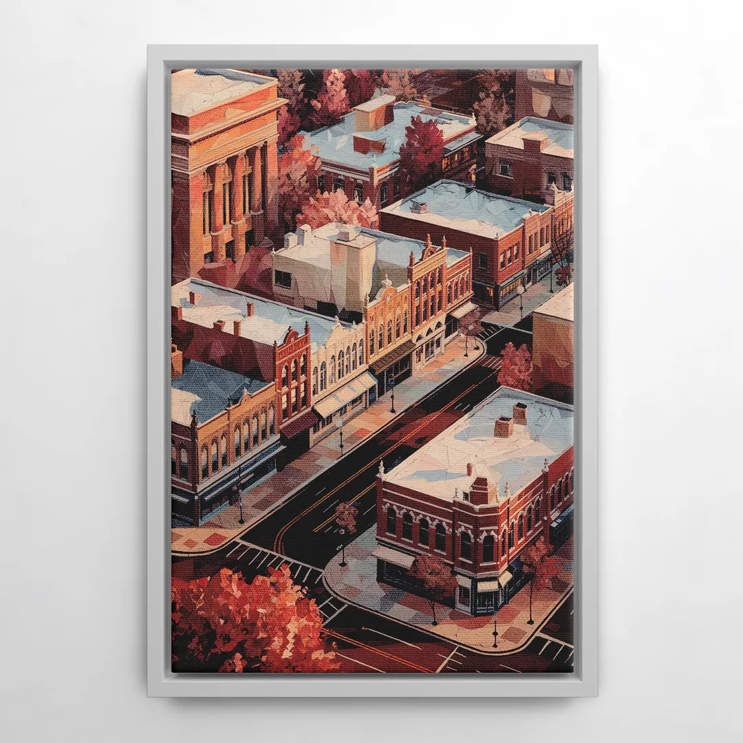 Springfield Historic Downtown - White Frame Canvas