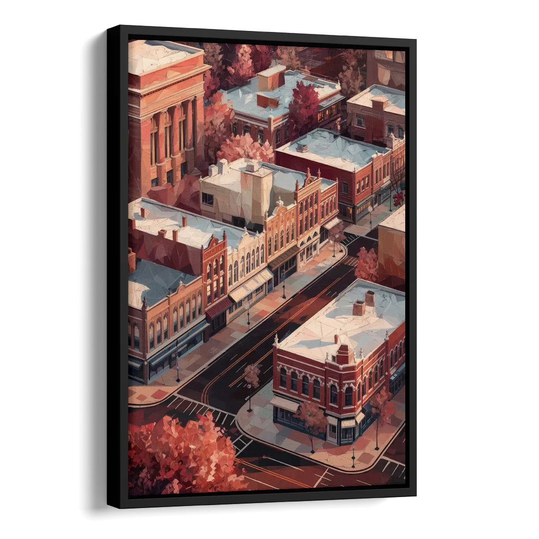 Springfield Historic Downtown Side - Black Canvas Wall Art