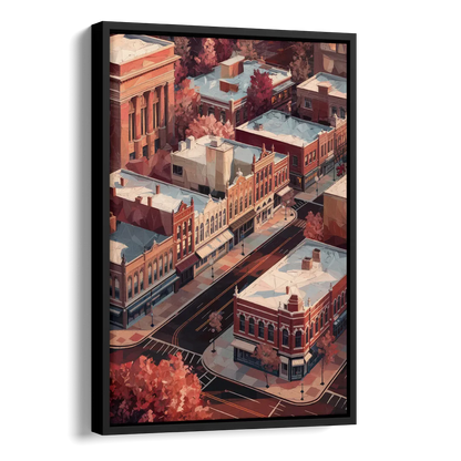 Springfield Historic Downtown Side - Black Canvas Wall Art