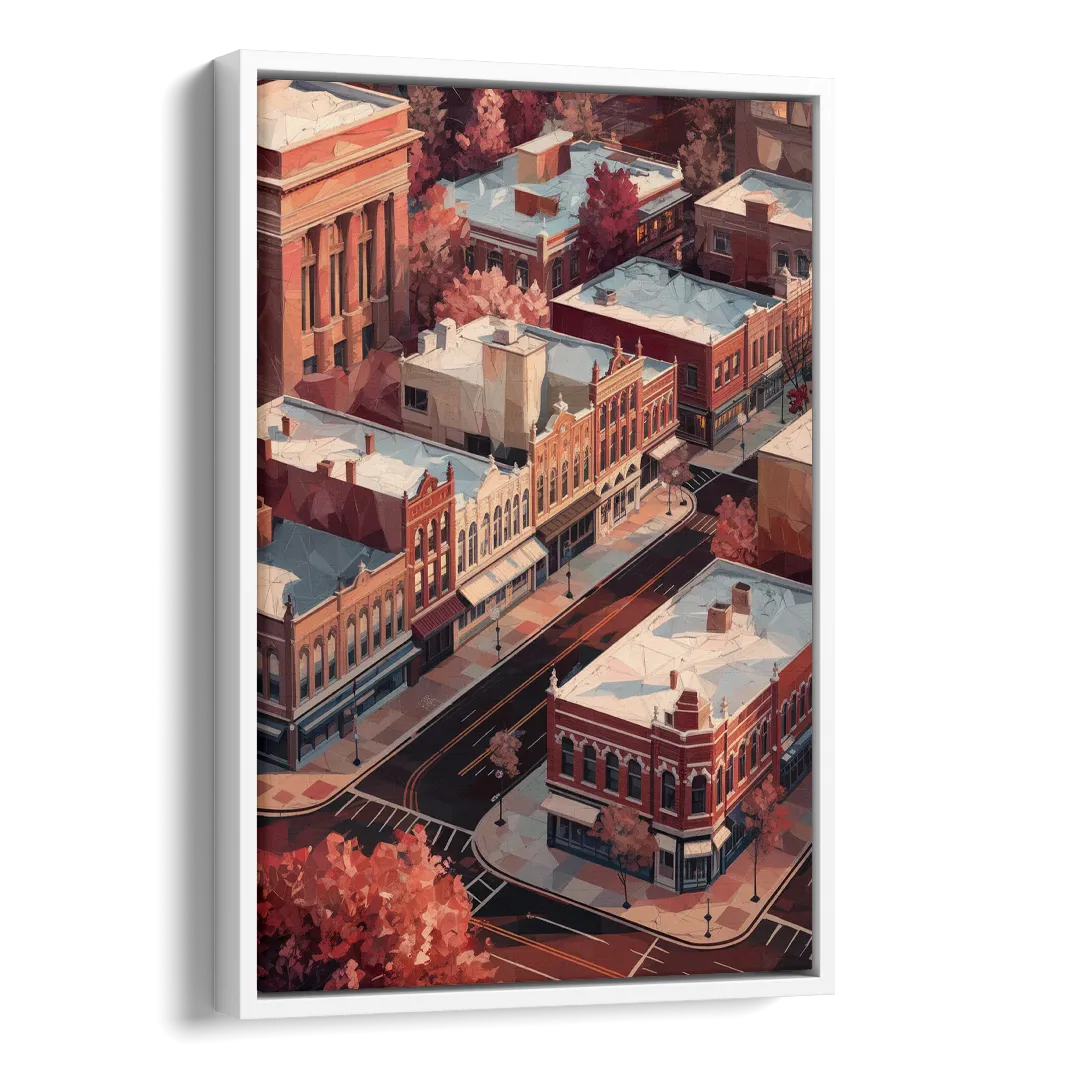 Springfield Historic Downtown Side - White Canvas Wall Art