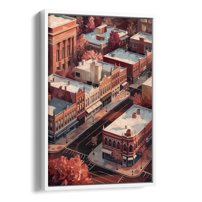 Springfield Historic Downtown Side - White Canvas Wall Art