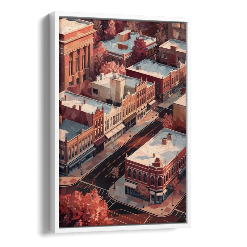 Springfield Historic Downtown Side - White Canvas Wall Art