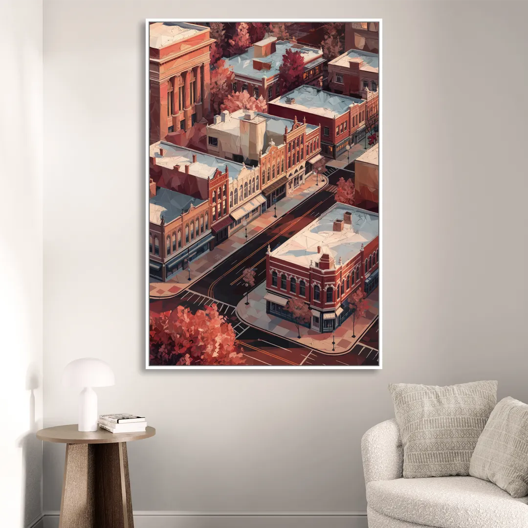 Springfield Historic Downtown Living Room - White Canvas Wall Art