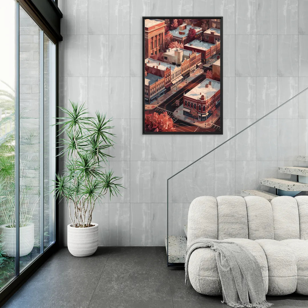 Springfield Historic Downtown - Living Room Black Frame Canvas