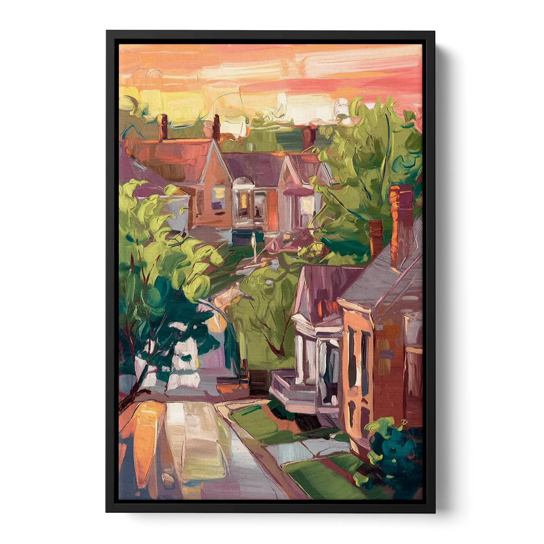 Springfield Neighborhood Charm Front - Black Canvas Wall Art