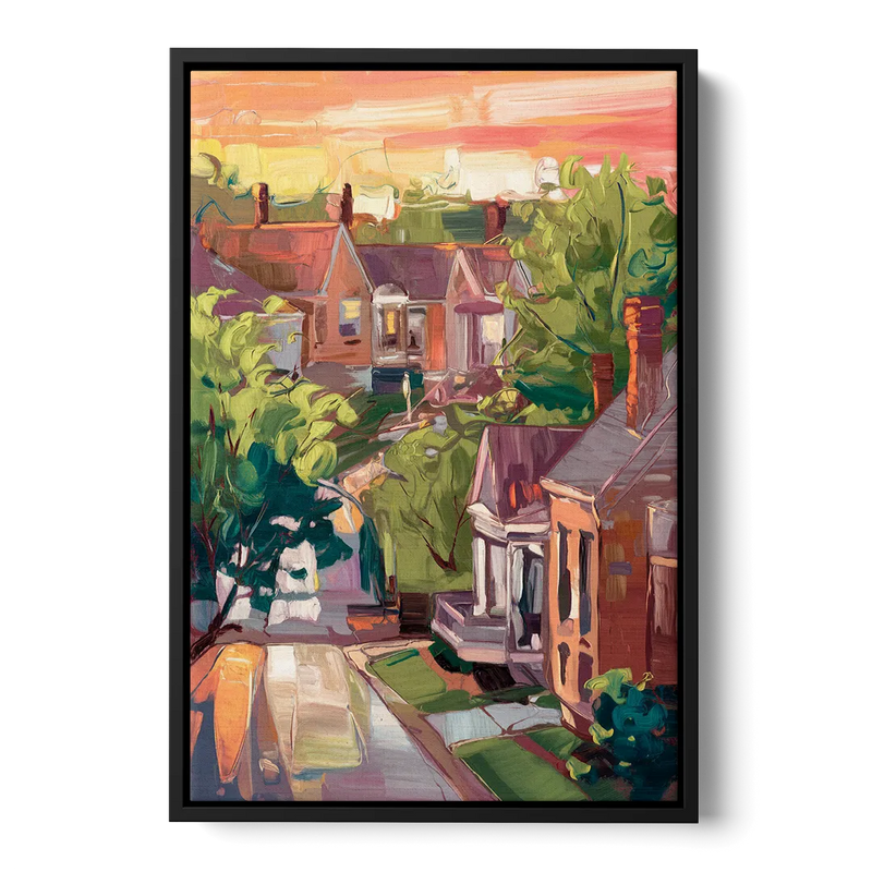 Springfield Neighborhood Charm Front - Black Canvas Wall Art