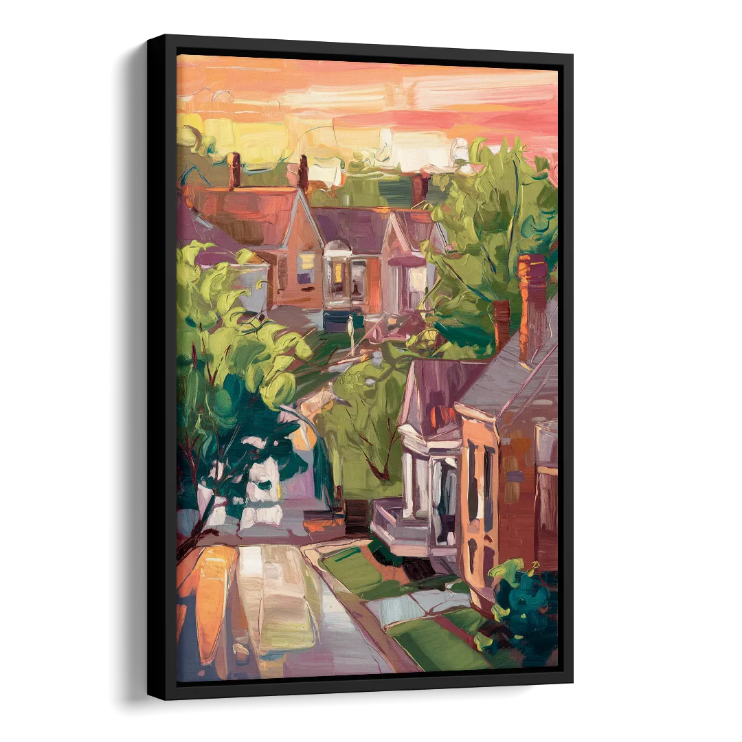 Springfield Neighborhood Charm Side - Black Canvas Wall Art