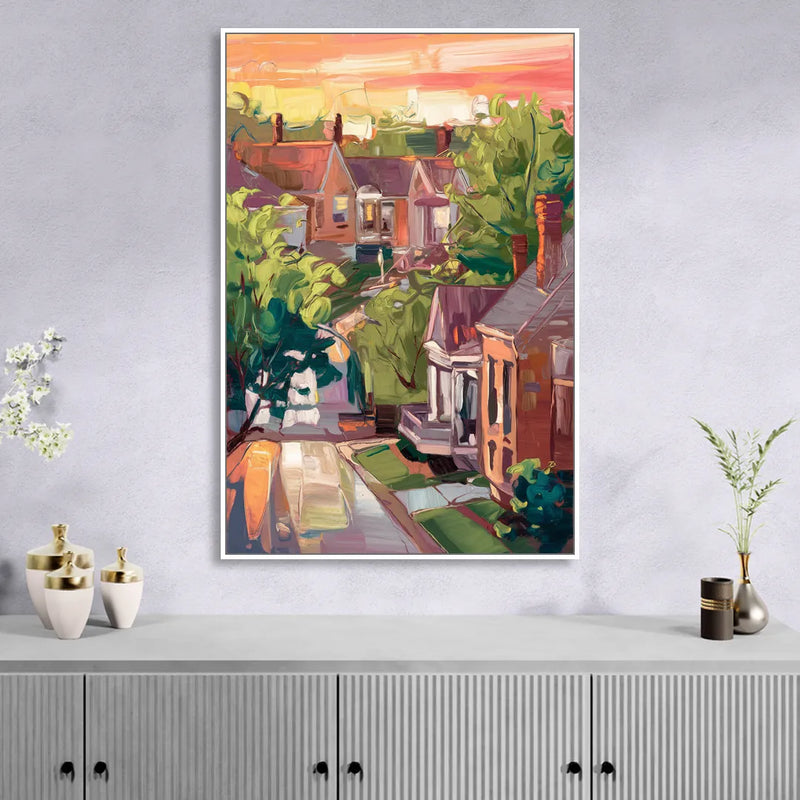 Springfield Neighborhood Charm Sitting Room - White Canvas Wall Art