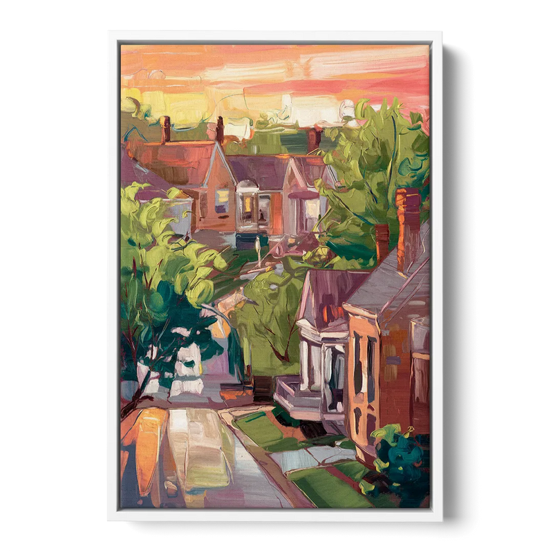 Springfield Neighborhood Charm Front - White Canvas Wall Art