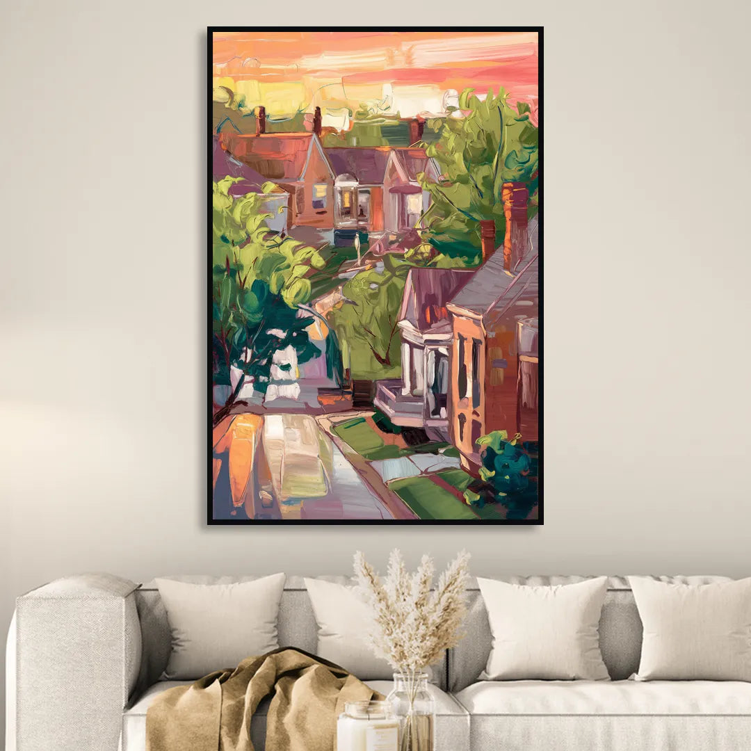 Springfield Neighborhood Charm Sitting Room - Black Canvas Wall Art