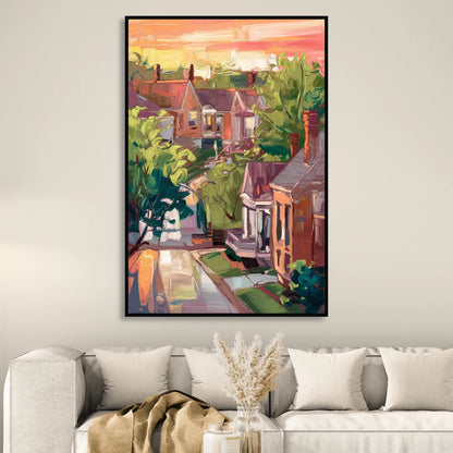 Springfield Neighborhood Charm Sitting Room - Black Canvas Wall Art