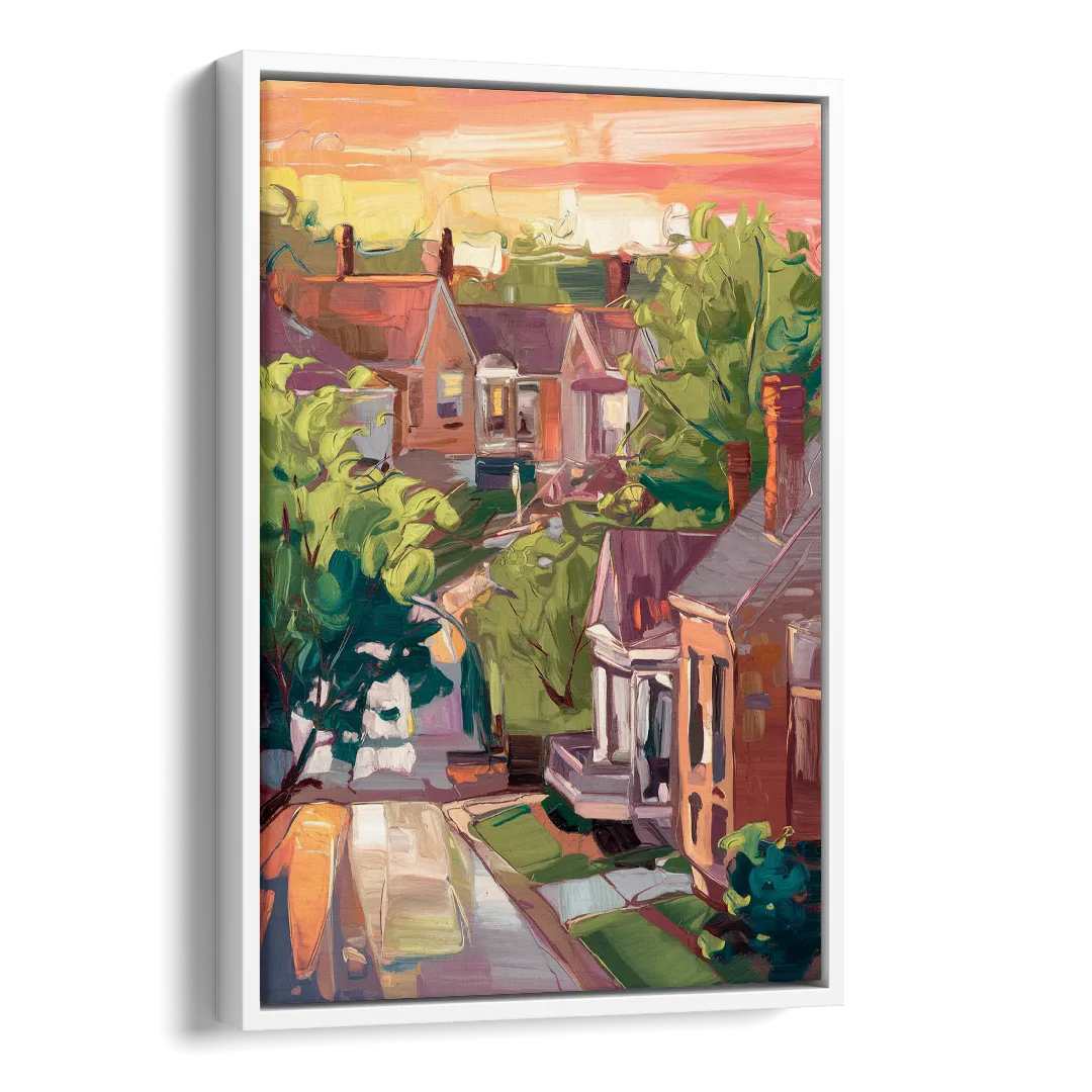 Springfield Neighborhood Charm Side - White Canvas Wall Art