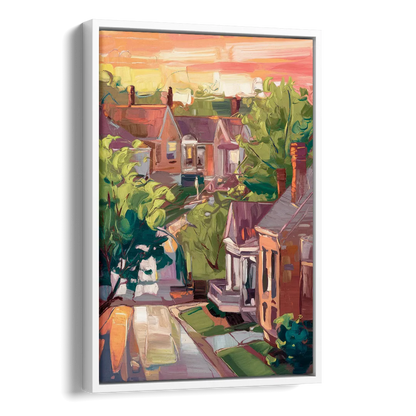 Springfield Neighborhood Charm Side - White Canvas Wall Art