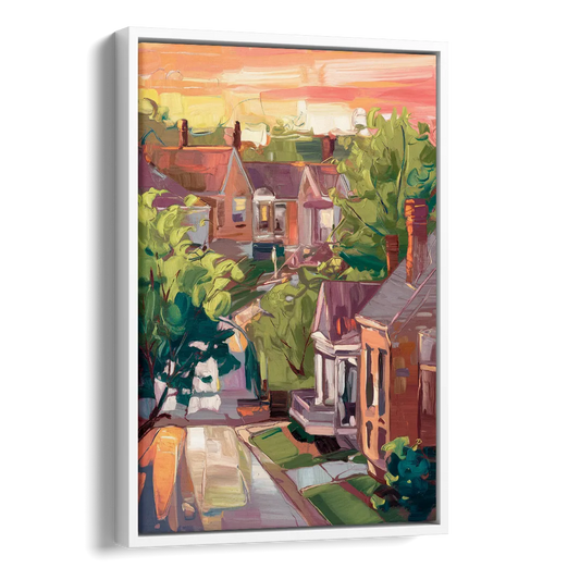 Springfield Neighborhood Charm Side - White Canvas Wall Art