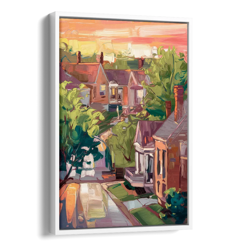 Springfield Neighborhood Charm Side - White Canvas Wall Art