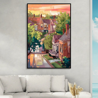Springfield Neighborhood Charm Living Room - Black Canvas Wall Art